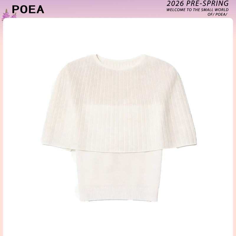 Poea【Mist-Like】Elegant and Simple Slim-Fit Versatile Knit Cape and Camisole Set 26 Spring/Summer New Top