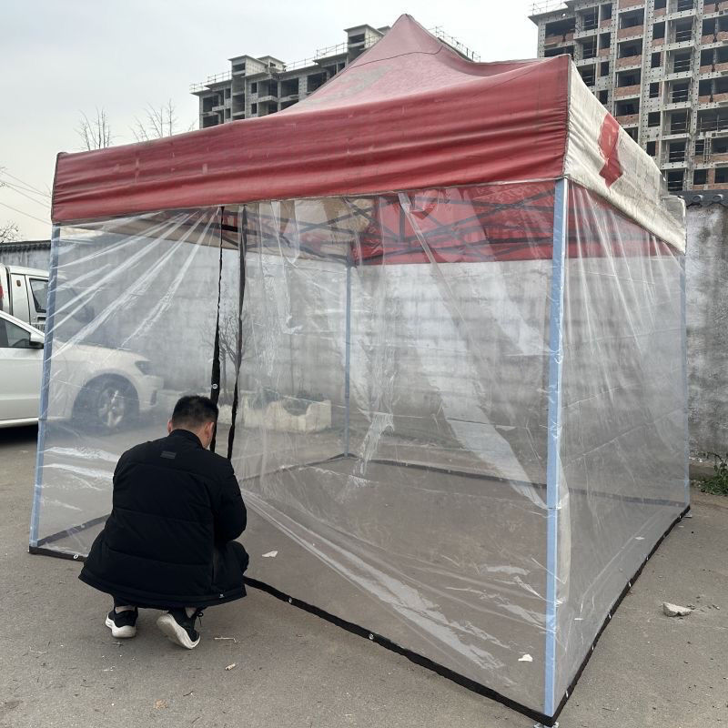 Thickened Anti-Freeze Transparent Windproof Curtain for Stall Setup, Four-Corner Umbrella Tent Side Fabric, Fully Enclosed, Waterproof, Windproof, and Dustproof