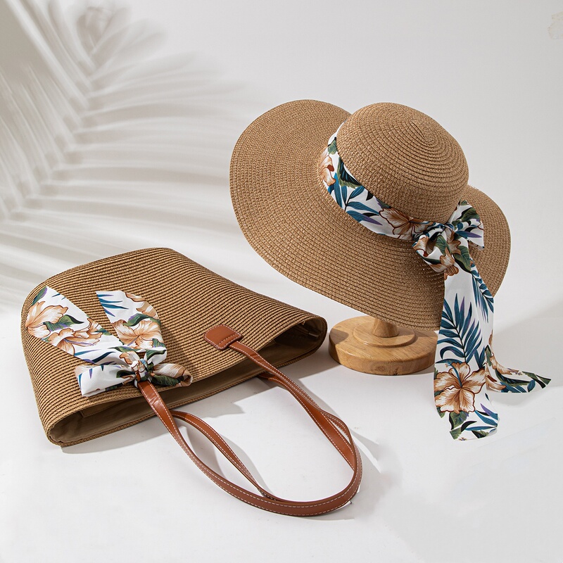 2026 New Style Straw Hat and Bag Two-Piece Set, Beach Hat, Large Capacity Bag, Straw Hat and Bag Set, Tote Bag