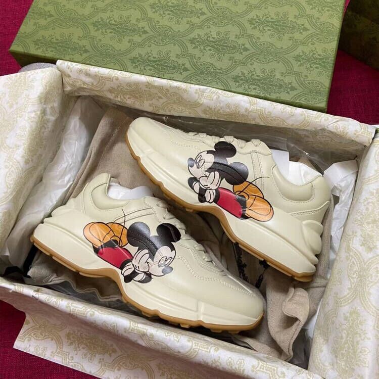 Hong Kong Direct Mail Gucci Luxury Brand Thick-Soled Height-Increasing Platform Dad Shoes Mickey Mouse Casual Sports Women's Shoes