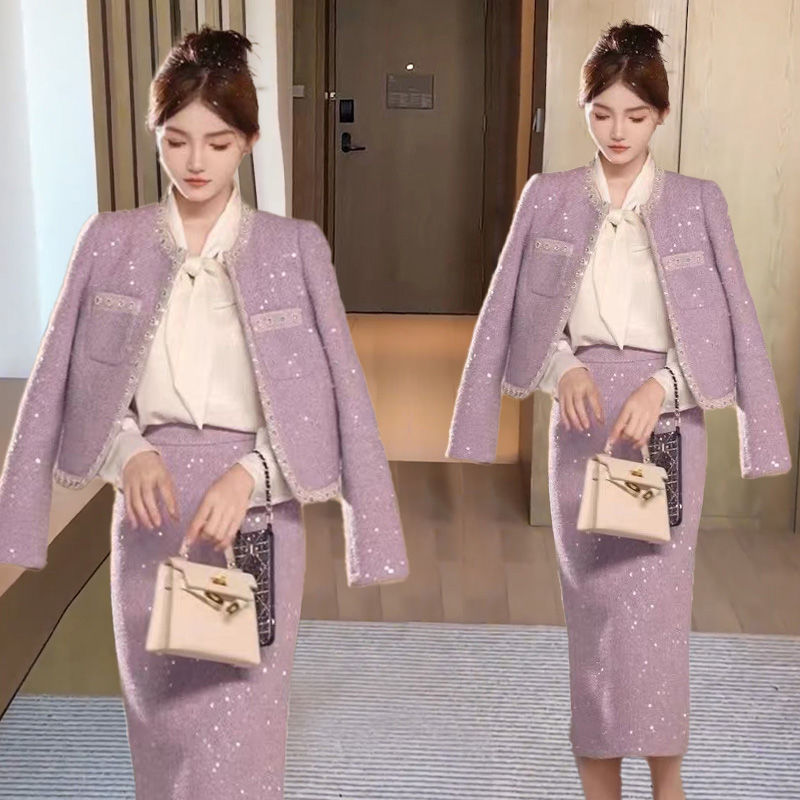 High-End Elegant Ladylike Chanel-Style Jacket, Versatile New Model with a Sense of Sophistication, Heavy Sequins, Light Luxury, Slimming Suit High-End Elegant Ladylike Chanel-Style Jacket, Versatile New Model with a Sense of Sophistication, Heavy Sequins, Light Luxury, Slimming Suit