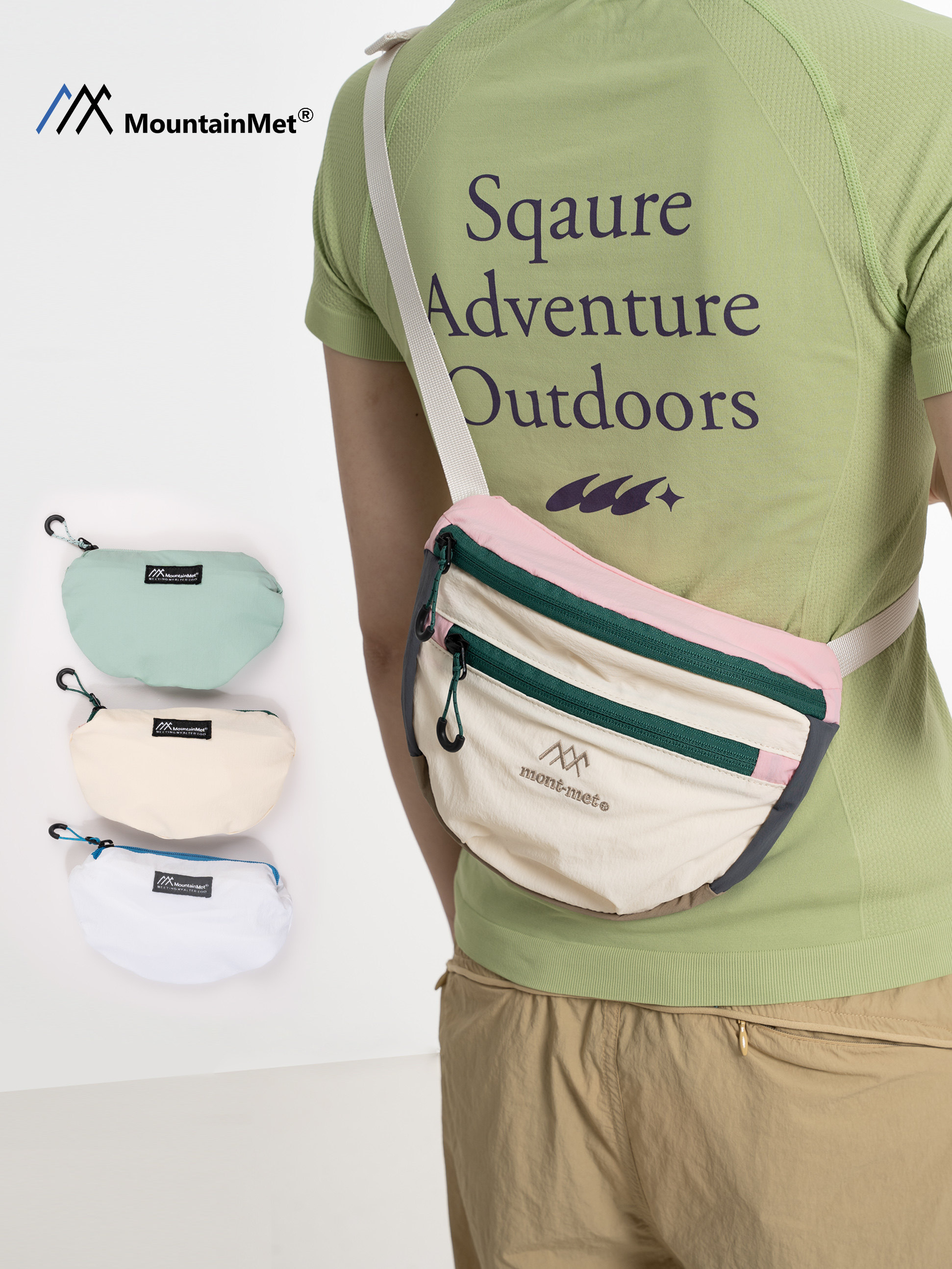 Mountainmet Outdoor Lightweight Waterproof Crossbody Bag for Men and Women, Sports Hiking Waist Bag, Color-Blocked Cycling Phone Bag