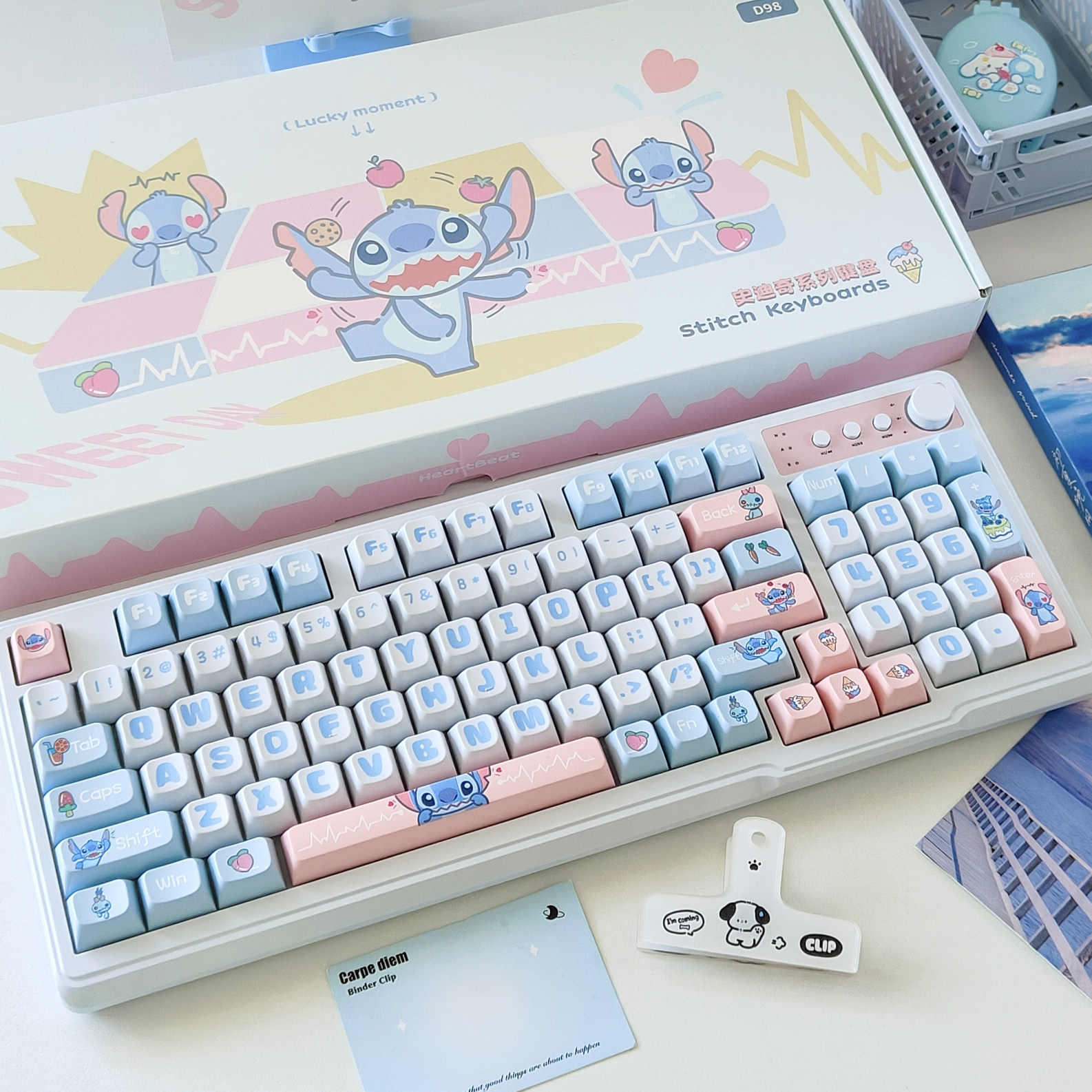Stitch беспроводная клавиатура Bluetooth office mute mouse set cute girl-высококачественное ощущение набора текста на компьютере Изображение 1