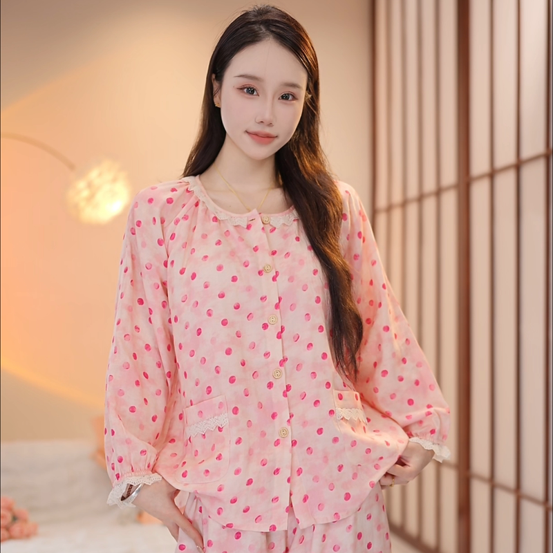 【With Chest Pads to Prevent Bulges】New Autumn Long-Sleeved Pure Cotton Double-Layer Gauze Lantern Style Slimming Can Be Worn Outside 2601 【With Chest Pads to Prevent Bulges】New Autumn Long-Sleeved Pure Cotton Double-Layer Gauze Lantern Style Slimming Can Be Worn Outside 2601