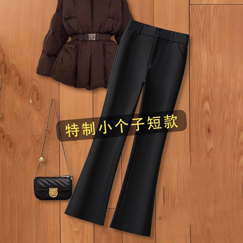 Black Flared Casual Pants for Women, Autumn and Winter 2026 New Style, High-Waisted, Slimming, Petite, Cropped Suit-Style Bell-Bottom Pants