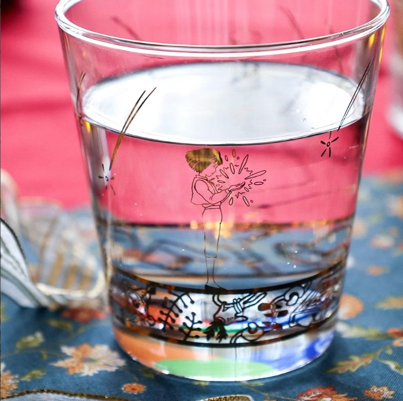 [Ready Stock] Howl's Moving Castle Japanese Same Style Glass Water Cup Juice Cup Beautiful Gift
