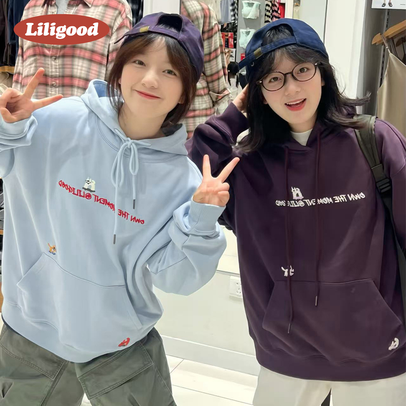 Liligood Trendy American-Style Heavyweight Hooded Sweatshirt for Men, New Spring Model with Animal Embroidery, Loose Fit