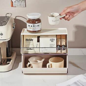 Coffee Corner Desktop Tea Bag Storage Box Pull-Out Office Drawer Room Water Bar Counter Plastic Mesterco Coffee Bag