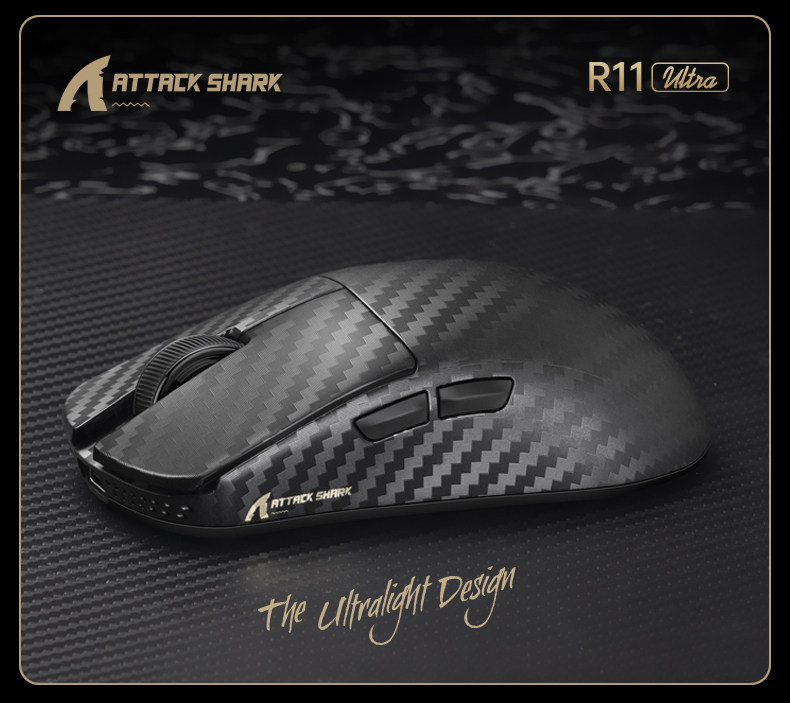 Attack Shark/Attack Shark R11 Ultra Triple Mode Kabellose Gaming-Maus aus Kohlefaser_voghion.com
