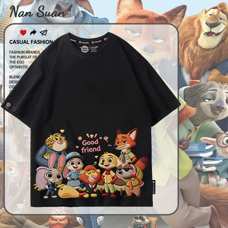 Т-shirt Зootopia, Ник Финик, для мальчиков и девочек, летняя, хлопковая, короткий рукав, одежда, нишевая, универсальная