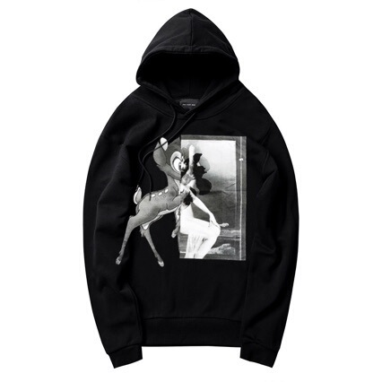 Fujifanxi Men's Clothing Collaboration with Kangli Direct-Print Men's Gray Deer Print Autumn and Winter Sweatshirt Loose Hoodie