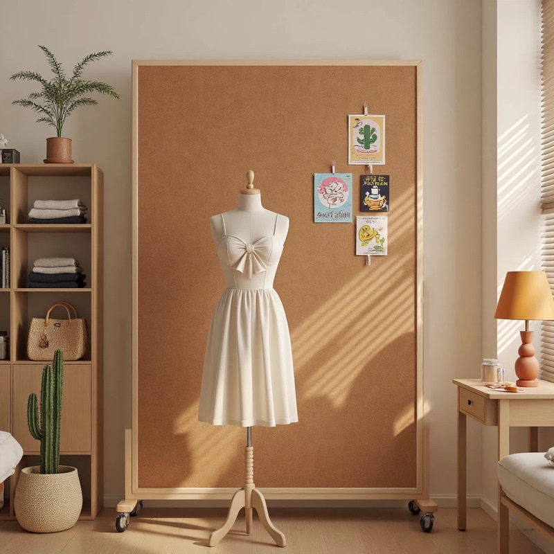 Floor-Standing Mobile Cork Board Photo Wall Vertical Mobile Stand Background Board Bulletin Board Inspiration Board Display Board Screen