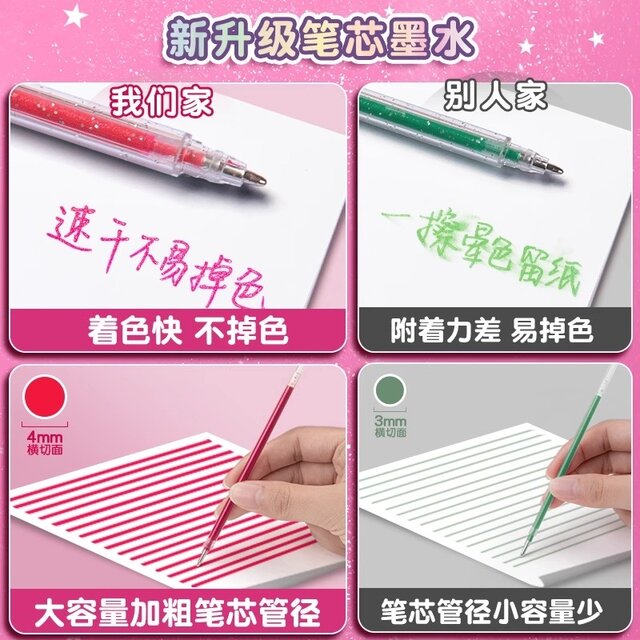 My Little Pony Colorful Glitter Pens, Shiny Pearlescent Fluorescent Markers, Liquid Sand Silver Gel Glow Watercolor Pens, Children's Journaling Special Color-Changing Pens, Elementary School Glitter Outline Highlighter Pens