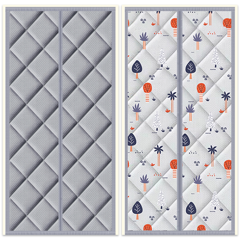 Cotton Door Curtain for Winter Warmth, Windproof, Thickened, Household Wind-Blocking and Cold-Proof Partition Curtain with Magnetic Attachment, Suitable for Rural Areas, Winter Insulation and Soundproofing