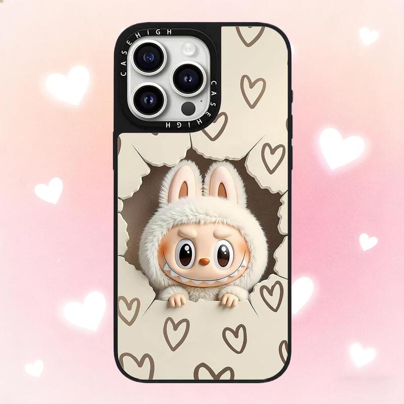Magnetic Magsafe Wall-Mounted Angel Labubu Suitable for iPhone 16 Pro Phone Case 17 Pro Max Apple 15 Plus Mirror Protective Cover 14 Cartoon 13 for Women