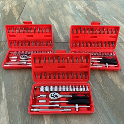 46 pieces of Suit hexagon socket tool box small flying ratchet wrench Suit car repair car repair quick socket combination