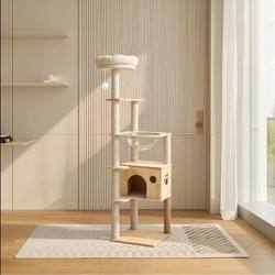 Cat Climbing Frame For Home Full Solid Wood Large Cat Litter Cat Tree Integrated Solid Wood Cat Grab Column Large Space Capsule Cat Supplies
