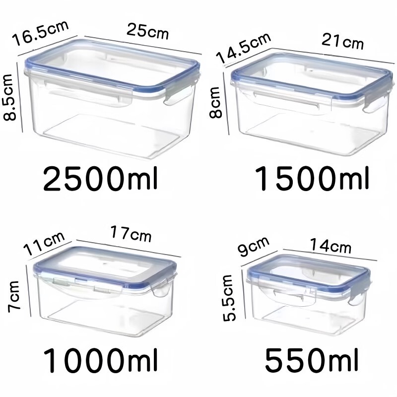 Kitchen Refrigerator Rectangular Fresh-Keeping Box Microwave Heat-Resistant Plastic Lunch Box Food Container Fruit Storage Sealed Box Kitchen Refrigerator Rectangular Fresh-Keeping Box Microwave Heat-Resistant Plastic Lunch Box Food Container Fruit Storage Sealed Box