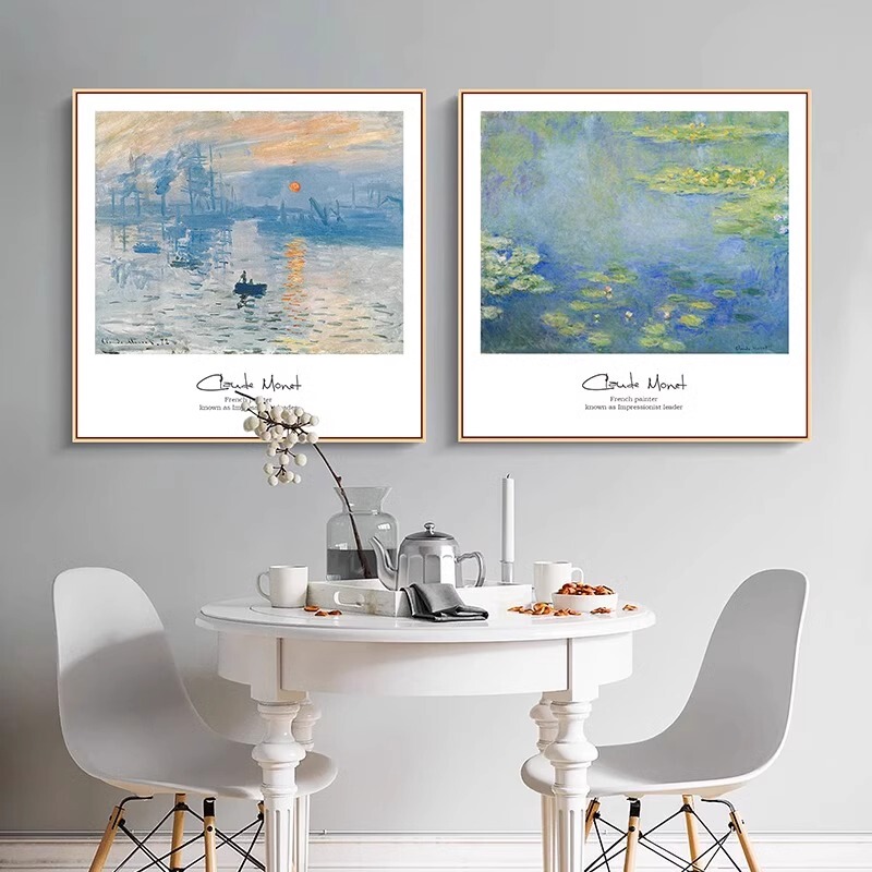 Monet's Sunrise World Famous Painting Restaurant Decorative Painting Van Gogh Oil Painting Living Room Sofa Background Wall Hanging Painting Modern Minimalist
