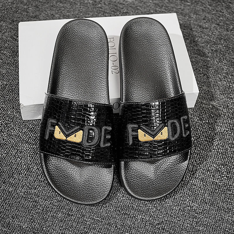 Suitable for Mufendi and Mucuqi Collaboration New Men's Slippers, Summer Slide Sandals with Little Monster Embroidery, Tlv Sandals for Women
