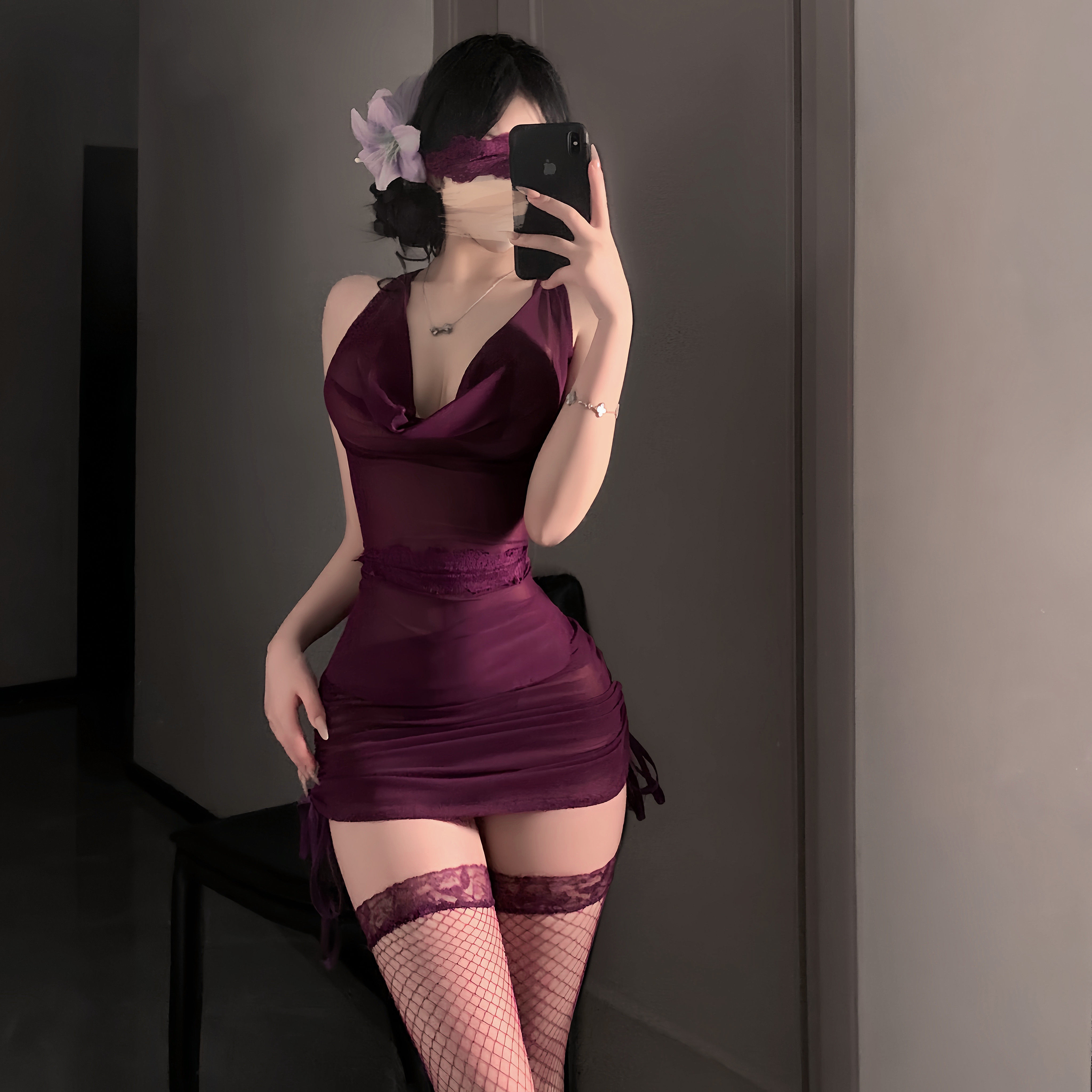 Сексуальное женское белье больших размеров, фиолетовая кружевная сумка, юбка на бедрах, униформа, секс в постели, страсть, горячее бесплатное искушение, халат