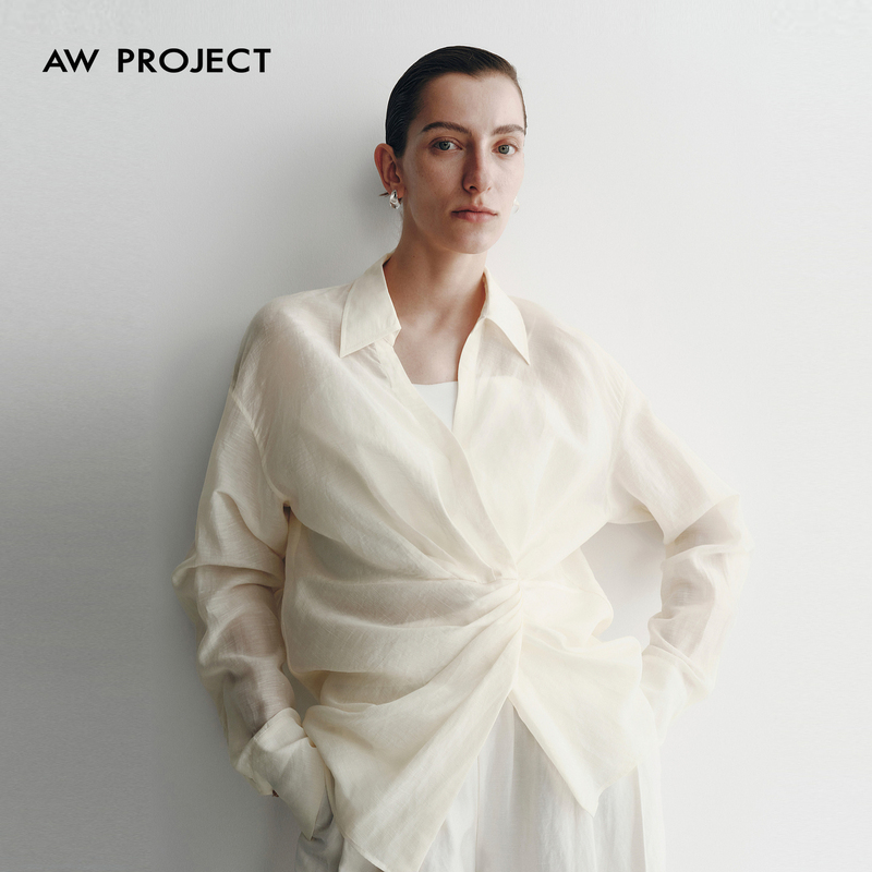 Aw Project【French Linen】Irregular Textured Shirt with Pleated Waist 2026 Summer Bw502115