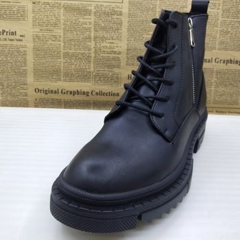 Cabinet-free genuine leather soft-soled high-top casual martin boots with lace-up non-slip breathable side zippers casual handsome fashionable men's boots