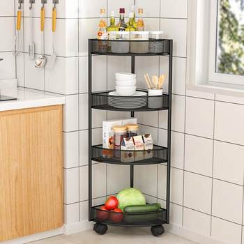 Kitchen cart storage rack household wall integrated multi-layer fruit and vegetable basket seasonings bowl and dish storage rack