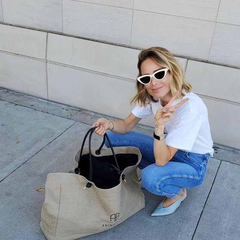 New Style Shibao Design Holiday Style Letter Logo Printed Large Capacity Canvas Tote Bag Single Shoulder Beach Bag for Women