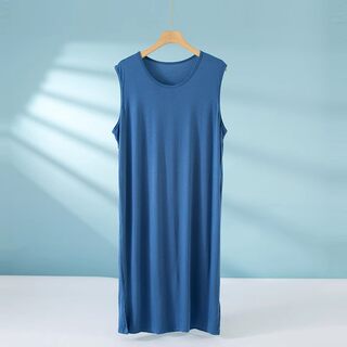 Men's Nightgown Modal Loose Long Nightrobe Men's Loungewear Long Dress Plus Size Bathrobe Men's Sleepwear Tank Dress