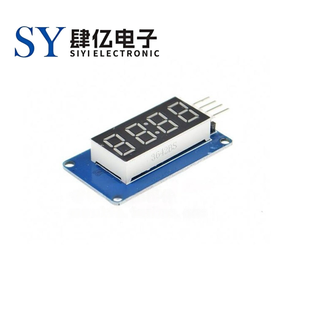 TM1637 4位数码管显示模块 LED亮度可调 带时钟点 积木