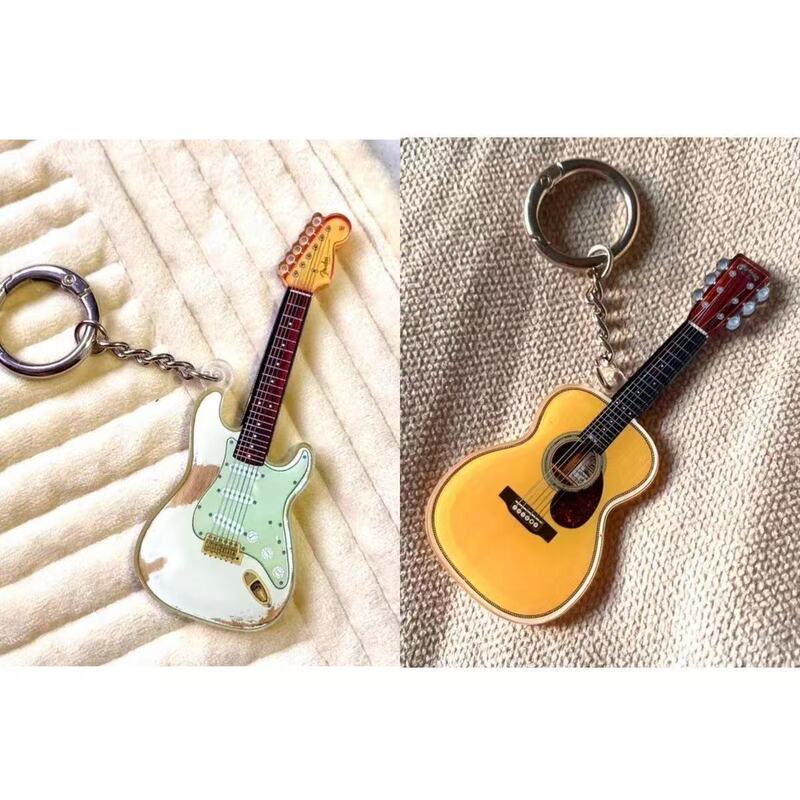 Guitar Musical Instrument Creative Bag Pendant Keychain Acrylic Gift Key Ring Backpack Best Friend Gift Violin