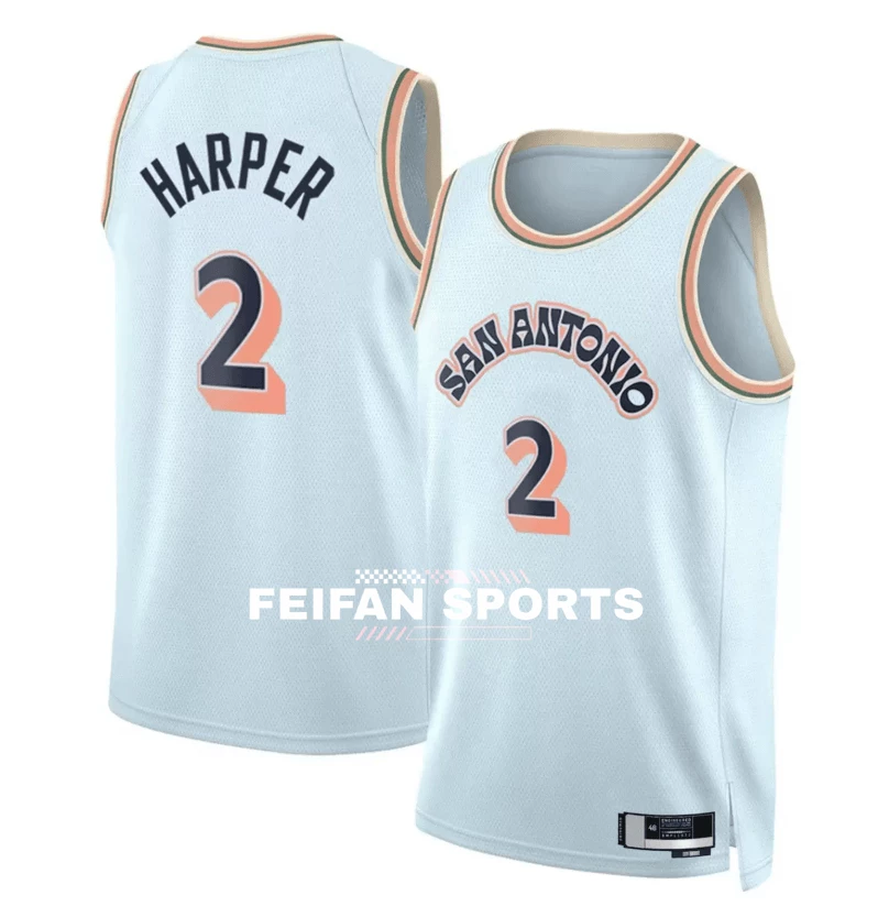 Форма баскетболa Майки для мужчин и женщин Spurs №24 Ваssel Джерси №2 Дилан Харпер 5 Castle City Edition