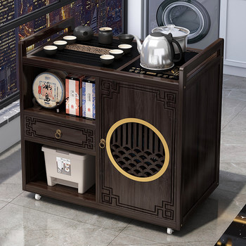 New chinese tea table, living room, home coffee table, non-solid wood edge table, tea set, tea table, a complete set of tea cabinets 2024 new style