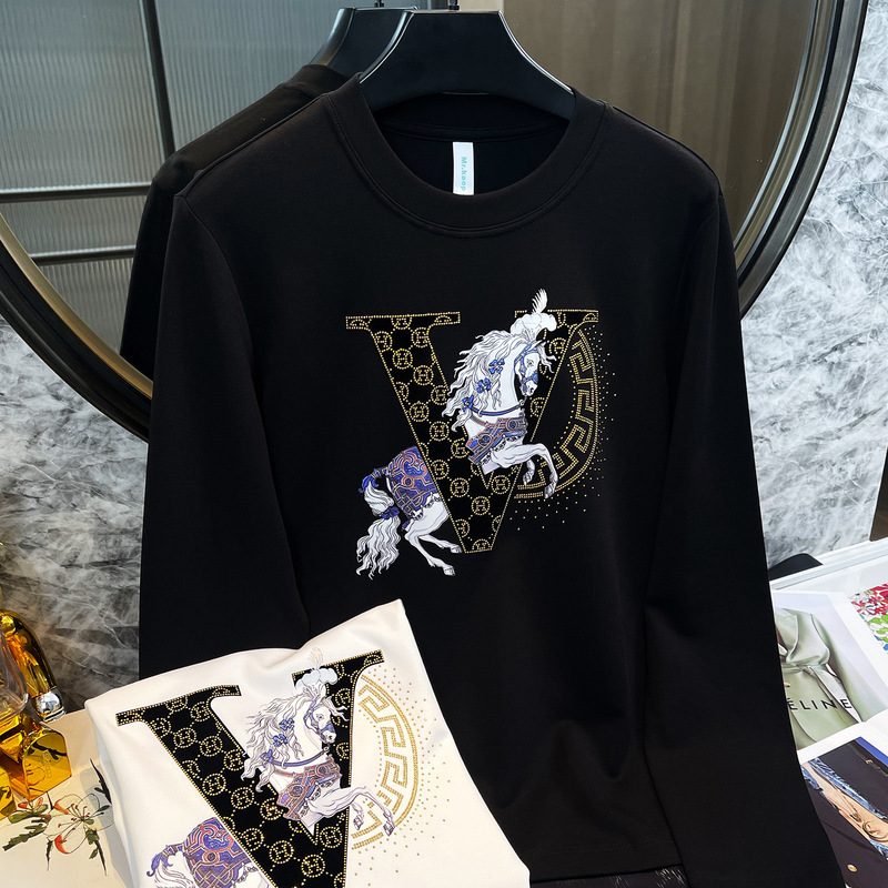 Suitable for Those Who Like Hermès X Zhanma Collaboration 2026 Autumn/Winter Men's Long-Sleeve T-Shirt New Model Thin Sweatshirt for Men