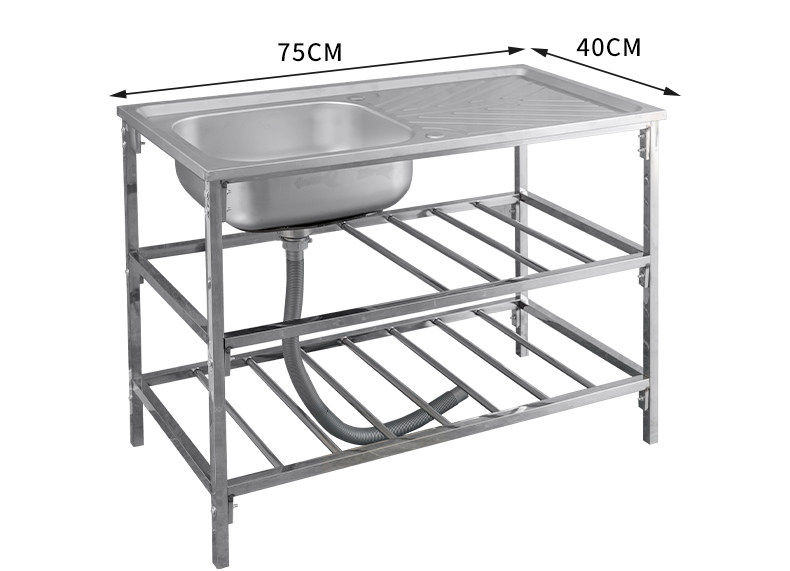 Мойка двойная 厨房不锈钢水槽带支架移动简易洗碗槽免打孔淘菜盆带平台洗菜池架
