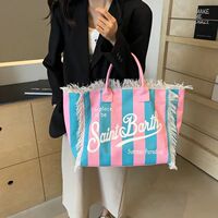 Popular Korean letters tassel canvas bag large-capacity bag