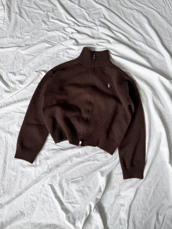 Vintage Wool Blend Double Zipper Cardigan