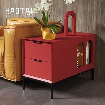 Italian minimalist sofa side table solid wood nordic light luxury corner table modern living room small side table coffee table storage cabinet