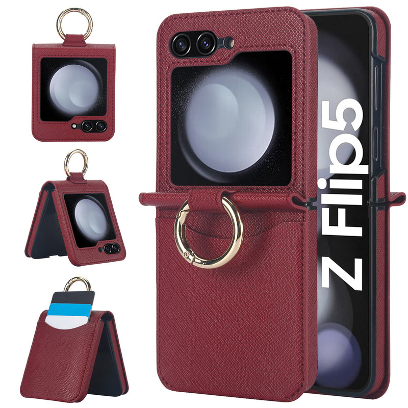 Card Slot Ring Holder Genuine Leather Case for Samsung Galaxy Z Flip7, Foldable Screen Z Flip6 New Model, Cross Pattern Z Flip5/4/3, Personalized W25 Anti-Drop W26 Flip Protective Cover Card Slot Ring Holder Genuine Leather Case for Samsung Galaxy Z Flip7, Foldable Screen Z Flip6 New Model, Cross Pattern Z Flip5/4/3, Personalized W25 Anti-Drop W26 Flip Protective Cover