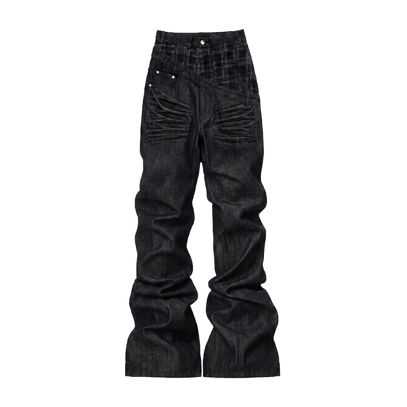 Nova Nexus Plaid Double-Waistband Jeans for Men, New 2026 Summer Men's Pleated Stacked Long Pants