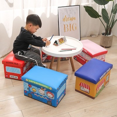 Extra-large dormitory sofa art chair children's storage stool footrest folding car multi-function new cute