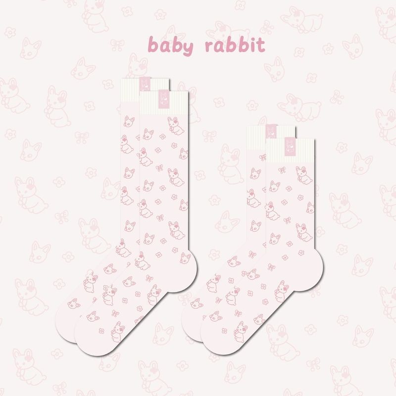 Spring and Summer New Style Cartoon Rabbit Cute Printed Long Socks Set Sweet Girl Socks Youthful Mid-Calf Socks Spring and Summer New Style Cartoon Rabbit Cute Printed Long Socks Set Sweet Girl Socks Youthful Mid-Calf Socks