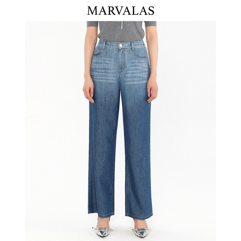 [Exclusive for Fans] High-Waisted Fashionable Gradient Loose Straight-Leg Slimming Jeans for Women