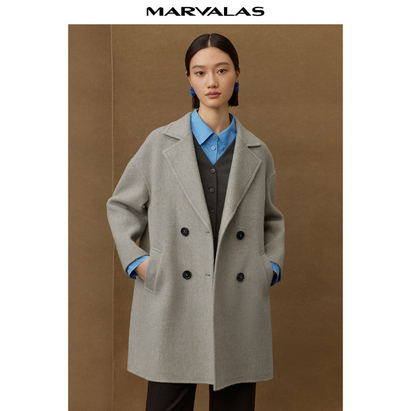 [Exclusive for Liao Liao Fans] Solid Color Double-Sided Wool Coat Made from Camel Hair and Sheep Wool Blend