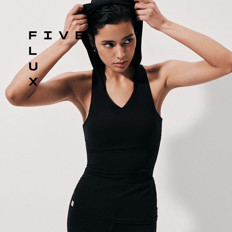 Five Flux Urban Hooded Sleeveless Vest Sports Yoga Fitness Running with Chest Pad Breathable Top for Women