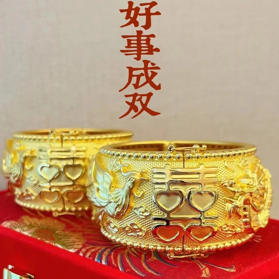 25年最新｜金包银龙凤手镯婚嫁必买！三金套装活口设计太懂女生了-手镯-淘宝好物网