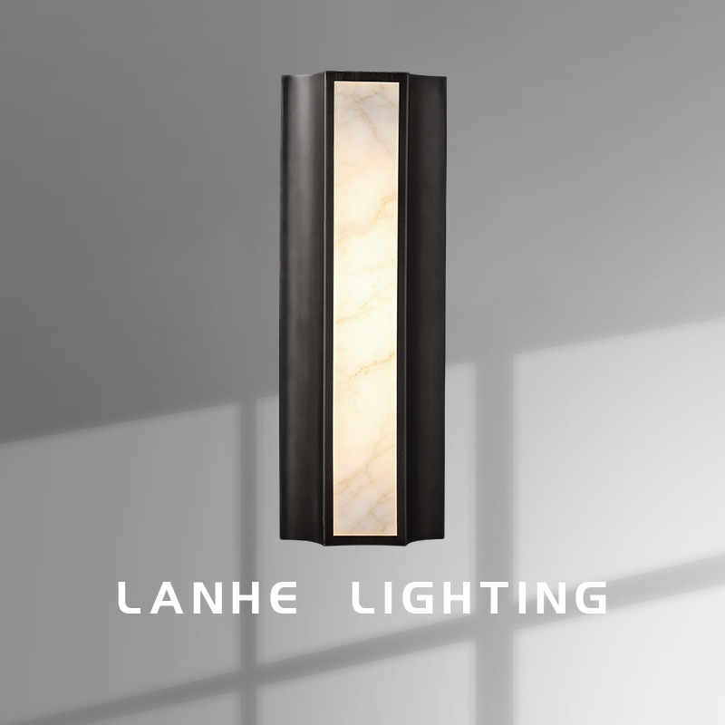 Spanish Natural Marble Wall Lamp, Italian Minimalist Style, Black, for Living Room Tv Background Wall, Bedroom, Bedside, Corridor, High-End