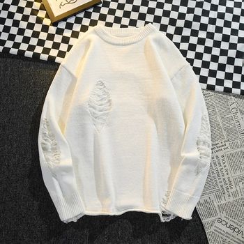 Design sense hollow hole sweater sweater men's niche pullover thin section couple bottoming long-sleeved sweater bf Design sense hollow hole sweater sweater men's niche pullover thin section couple bottoming long-sleeved sweater bf