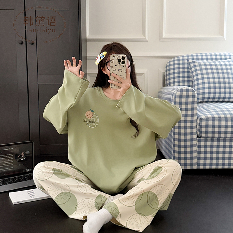 2025 Pure Cotton Plus-Size Pajamas for Women, Autumn and Winter, Extra Large Size for Fat Women, Loose-Fitting Loungewear Set 100kg